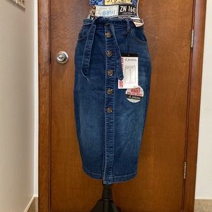 D.jeans  high waist belted jeans skirt size 8 , NWT